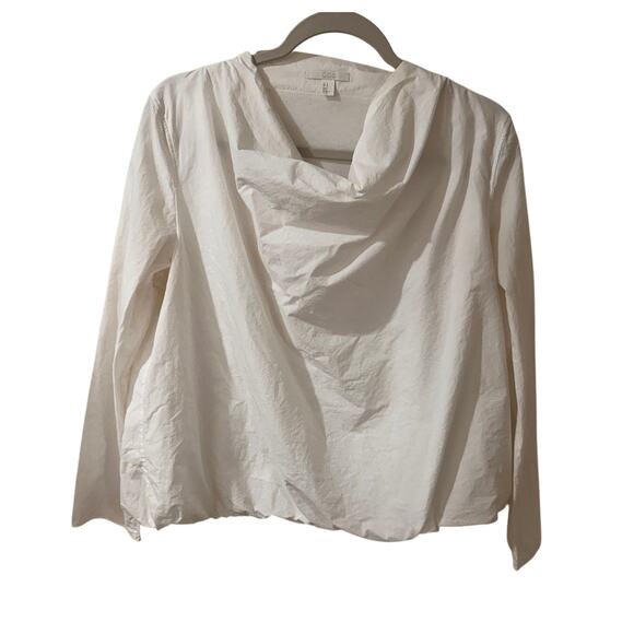 COS White Cotton Cowl Neck Bubble Hem LS Top, size 8 - Picture 1 of 8